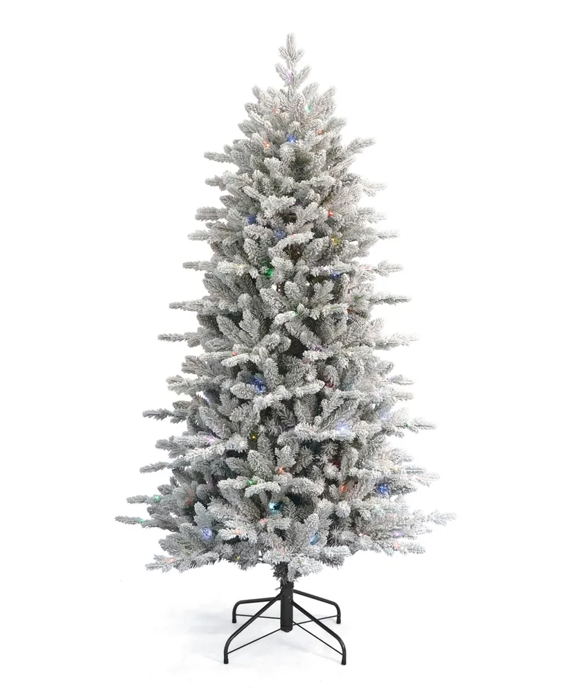 Seasonal LLC 6' Flocked Pre-Lit Bluffton Pine Christmas Tree