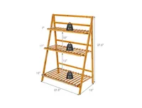 3-Tier Bamboo Foldable Plant Stand with Display Shelf Rack