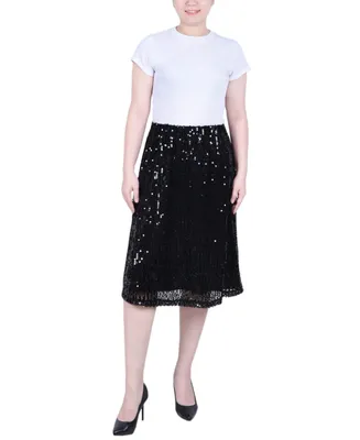 Ny Collection Petite Knee Length Sequined Skirt