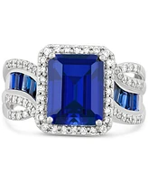 Grown With Love Lab Grown Sapphire (5-1/5 ct. t.w.) & Lab Grown Diamond (1/2 ct. t.w.) Statement Ring in 14k White Gold