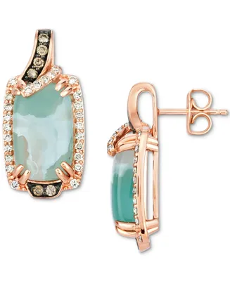 Le Vian Peacock Aquaprase (6-5/8 ct. t.w.) & Diamond (1/2 ct. t.w.) Halo Stud Earrings in 14k Rose Gold