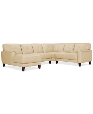 Ashlinn 120" 4-Pc. Pastel Leather Sectional, Created for Macy's