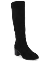 Journee Collection Women's Romilly Tru Comfort Foam Wide Width Calf Stacked Block Heel Round Toe Boots