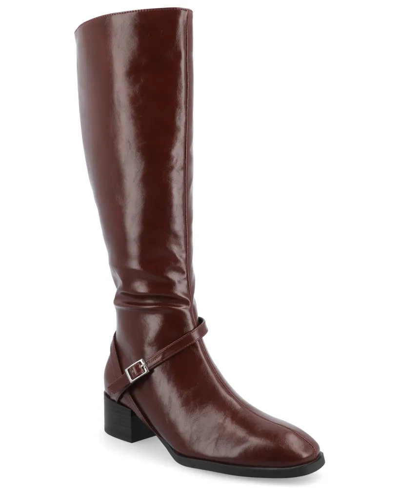 Journee Collection Women's Rhianah Wide Width Calf Block Heel Knee High Riding Boots