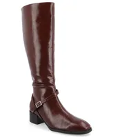 Journee Collection Women's Rhianah Wide Width Calf Block Heel Knee High Riding Boots