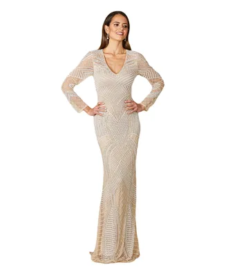 Lara Women's Haley Beaded Dress Nude/Ivory Bridal