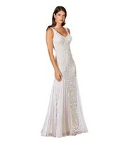 Lara Women's Greta Beaded V-Neck Tulle Wedding Dress with Contrast Lining