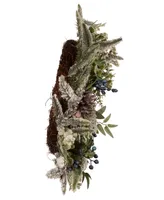 Kurt Adler 24" Un-Lit Decorated Rattan Wreath with Blueberries