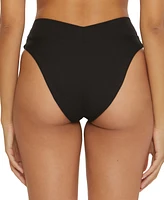 Becca Women's Modern Edge High-Waist Ribbed Bikini Bottoms