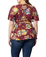 Kiyonna Plus Encore Short Sleeve Printed Top