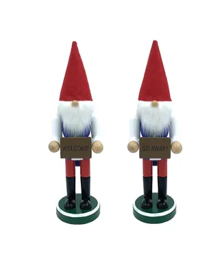 Santa's Workshop 12" Welcome and Go Away Gnome Nutcracker, Set of 2
