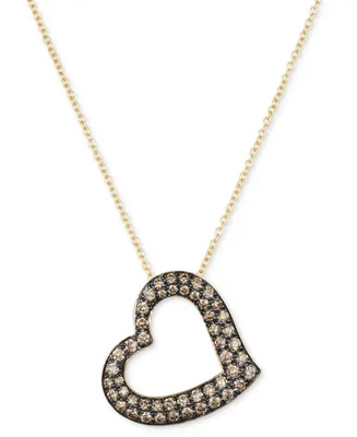Le Vian Chocolatier Chocolate Diamond Heart (5/8 ct. t.w.) 18" Adjustable Pendant Necklace in 14k Gold