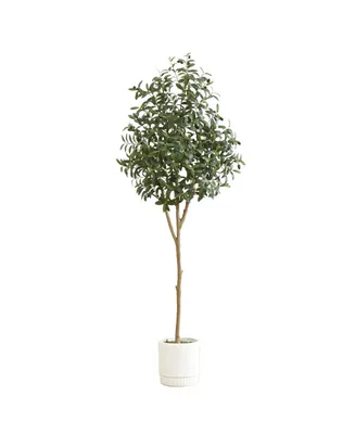 Nearly Natural 72" Artificial Olive Tree with Decorative Planter