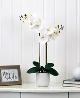 Nearly Natural 26" Artificial Double Orchid Phalaenopsis with Decorative Vase Real Touch