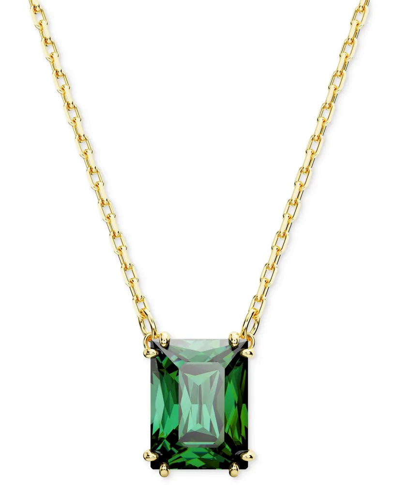 Swarovski Gold-Tone Color Rectangle Crystal Pendant Necklace, 15" + 2-3/4" extender