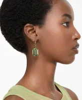 Swarovski Gold-Tone Color Octagon Crystal Charm Hoop Earrings