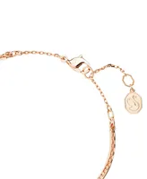 Swarovski Rose Gold-Tone Pave Crescent Moon & Imitation Pearl Double-Row Bangle Bracelet