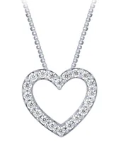 Diamond Heart Pendant Necklace (1/2 ct. t.w.) in 14k White Gold, 16" + 2" extender