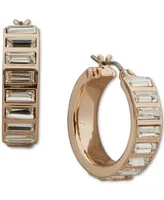 Dkny Gold-Tone Crystal Baguette Stone Small Hoop Earrings, 0.65"