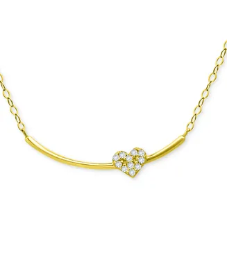 Giani Bernini Cubic Zirconia Heart Curved Bar Collar Necklace, 16" + 2" extender, Created for Macy's