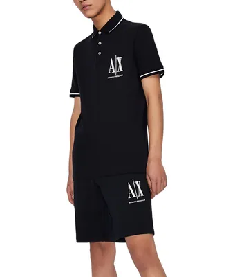 A|X Armani Exchange Men's Icon Tipped Embroidered Logo Pique Polo Shirt