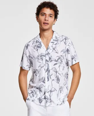I.n.c. International Concepts Men's Lily Bloom Regular-Fit Floral-Print Button-Down Camp Shirt, Created for Macy's