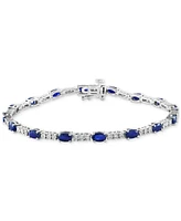 Effy Sapphire (3-1/20 ct. t.w.) & Diamond (1/5 ct. t.w.) Tennis Bracelet in Sterling Silver