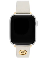 Michael Kors Women's Cream Leather Strap for Apple Watch, 38, 40, 41mm and 42, 44, 45, 49mm