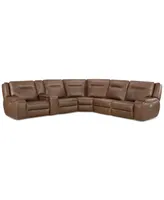 Hansley 6-Pc Zero Gravity Leather Sectional with 2 Power Recliners, Created for Macy's