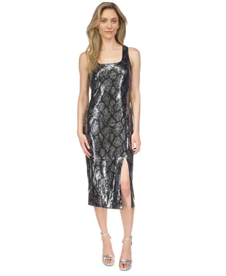 Michael Kors Women's Snakeskin-Print Sequined Dress