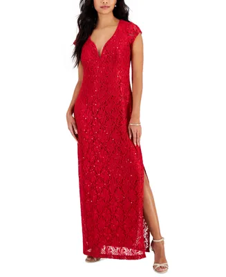 Connected Petite Lace Wired V-Neck Maxi Dress