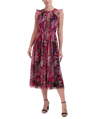 BCBGeneration Women's Floral Tulle Midi Dress