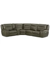 Hansley 5-Pc. Zero Gravity Leather Sectional with 3 Power Recliners, Created for Macy's