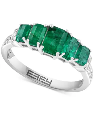 Effy Emerald (1-3/8 ct. t.w.) & Diamond (1/10 ct. t.w.) Statement Ring in Sterling Silver
