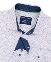 Society of Threads Men's Regular Fit Non-Iron Geo Star Print Performance Dress Shirt