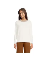 Lands' End Women's Fine Gauge Cotton Crewneck Sweater