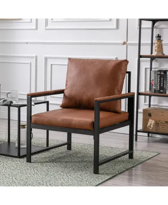 Streamdale Furniture Modern Pu Leather Accent Chair With Powder Coated Metal Frame, Single Sofa