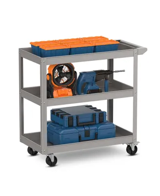 3-Tier Metal Utility Cart 400 lbs Storage Service Trolley Tool Storage