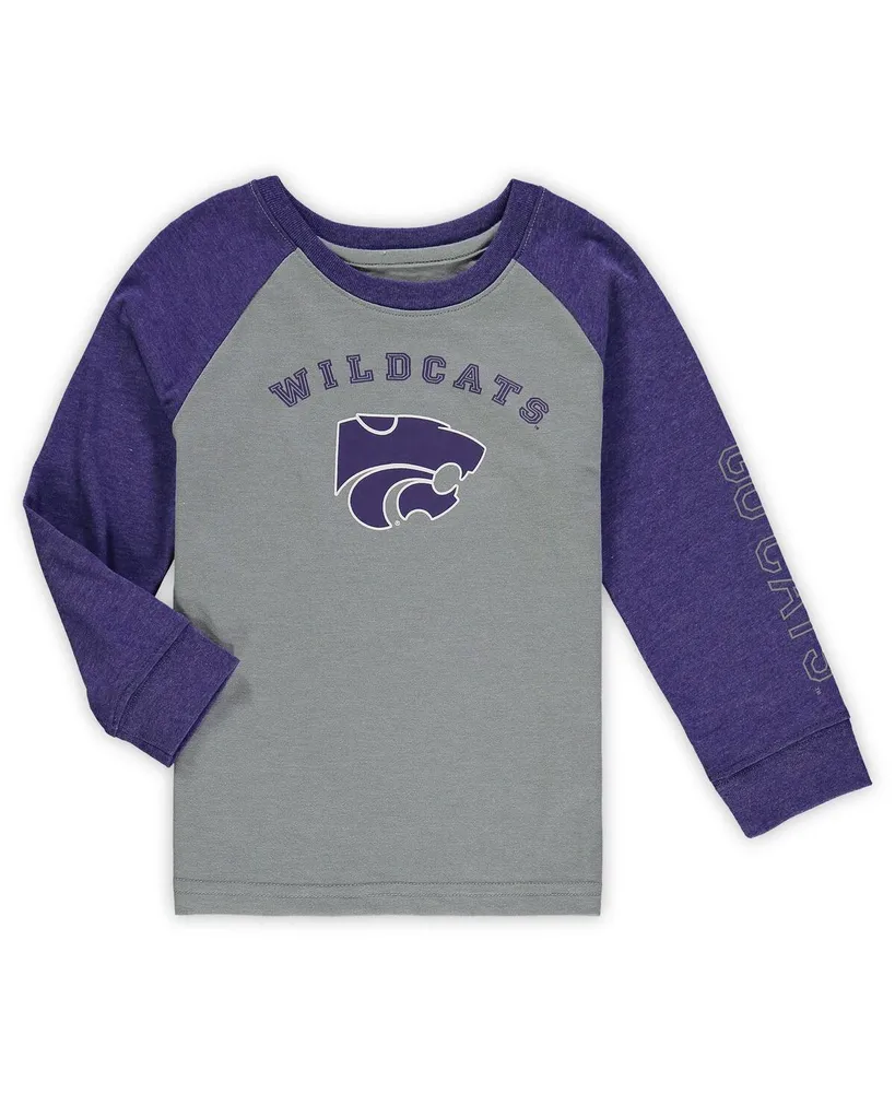 Toddler Boys and Girls Colosseum Heathered Gray Kansas State Wildcats Long Sleeve Raglan T-shirt