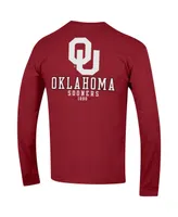 Men's Champion Crimson Oklahoma Sooners Team Stack Long Sleeve T-shirt