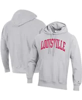 Men's Champion Heathered Gray Louisville Cardinals Team Arch Reverse Weave Pullover Hoodie