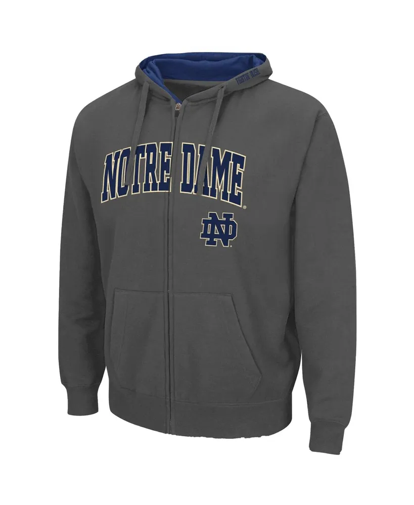 Men's Colosseum Charcoal Notre Dame Fighting Irish Arch and Logo 3.0 Full-Zip Hoodie