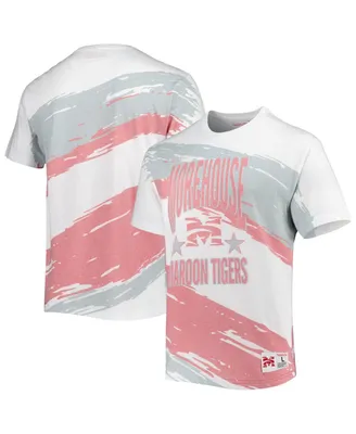 Men's Mitchell & Ness White Morehouse Maroon Tigers Paintbrush Sublimated T-shirt