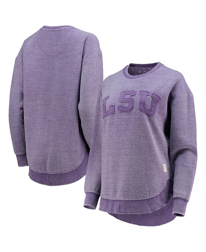 Women's Pressbox Purple Distressed Lsu Tigers Ponchoville Pullover Sweatshirt