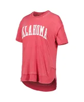 Women's Pressbox Crimson Distressed Oklahoma Sooners Arch Poncho T-shirt