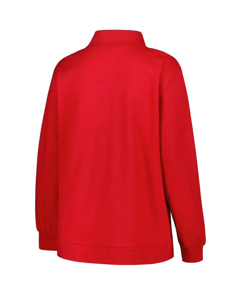 Women's Profile Scarlet Ohio State Buckeyes Plus Fleece Quarter-Zip Jacket