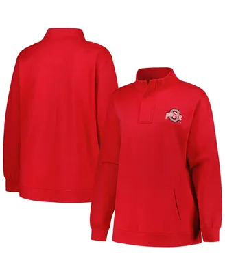 Women's Profile Scarlet Ohio State Buckeyes Plus Fleece Quarter-Zip Jacket