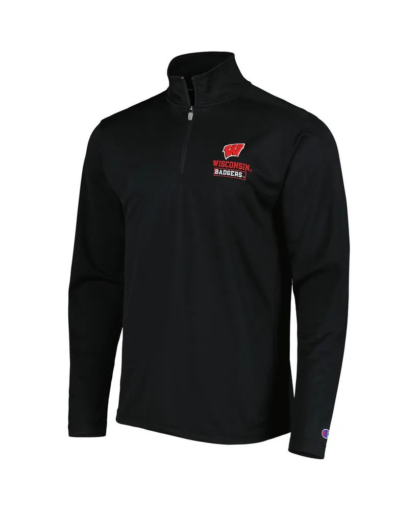 Men's Champion Black Wisconsin Badgers Textured Quarter-Zip Jacket