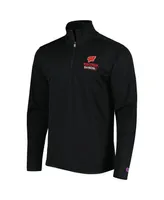 Men's Champion Black Wisconsin Badgers Textured Quarter-Zip Jacket