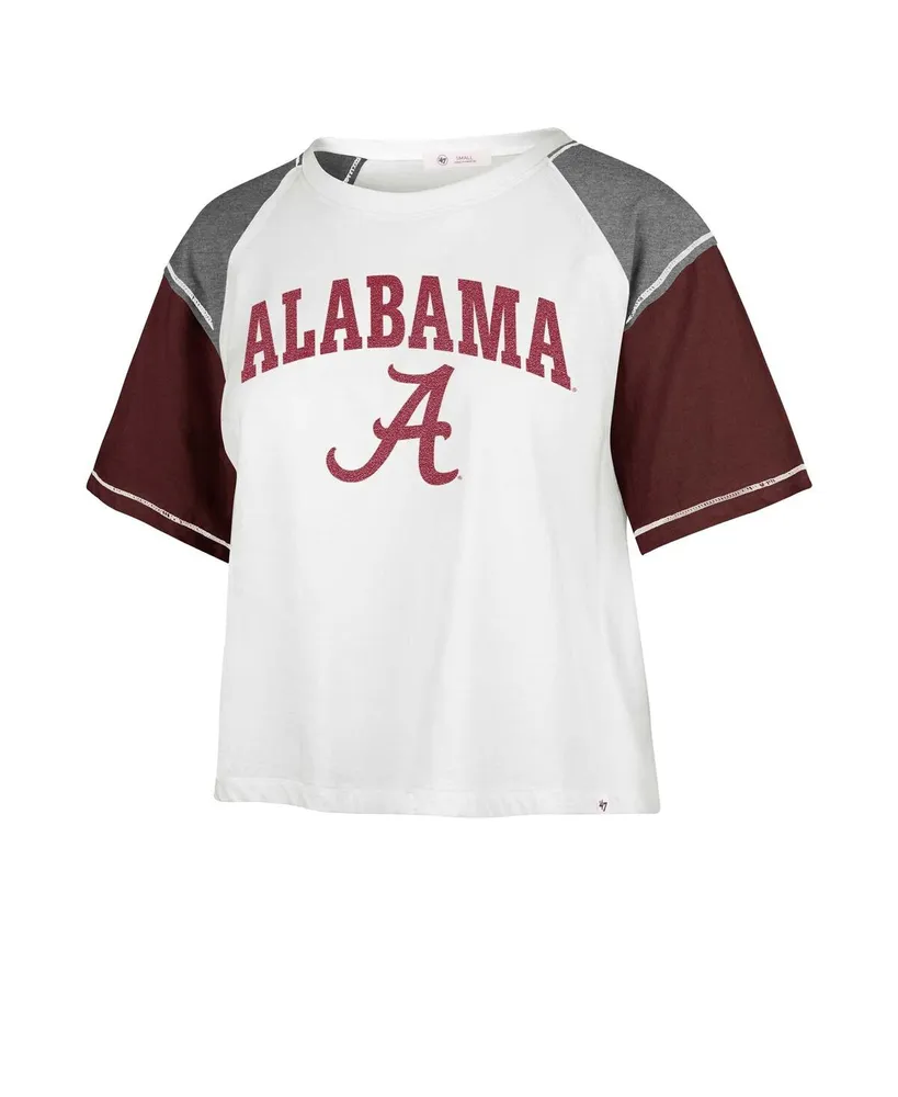 Women's '47 Brand White Distressed Alabama Crimson Tide Serenity Gia Cropped T-shirt
